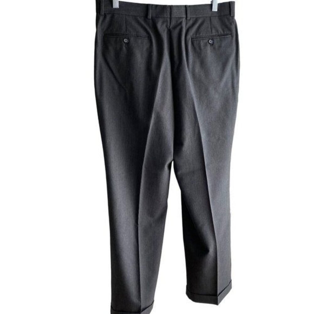 Bert Pulitzer Men's Wool Dress Pants Size 36 X 32 Gray Pleated Cuffed Vintage - Picture 2 of 11